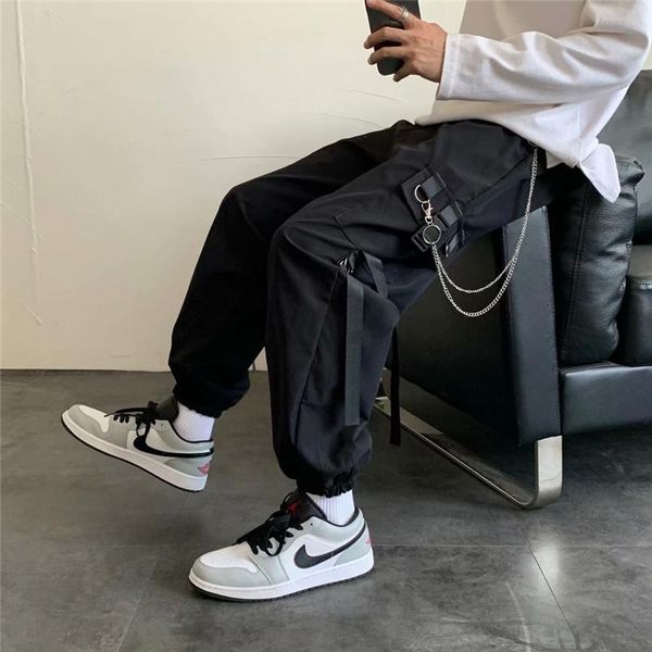 men's pants side pockets cargo harem 2021 ribbons black hip hop casual male joggers trousers fashion streetwear
men's pants side pockets cargo harem 2021 ribbons black hip hop casual male joggers trousers fashion streetwear