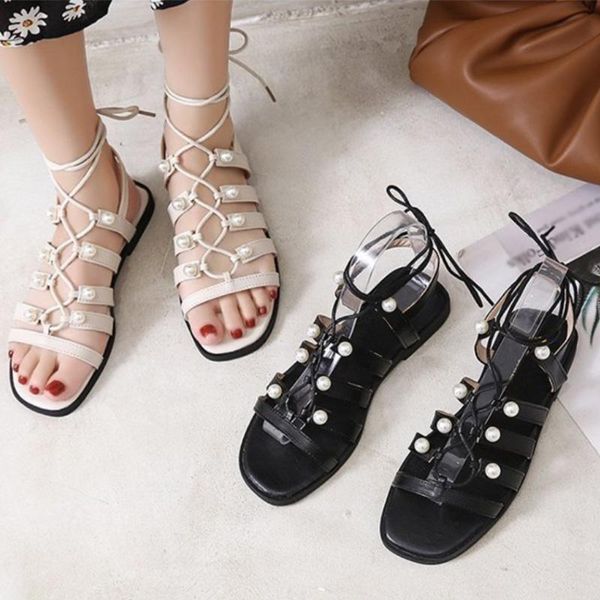 sandals 2021fashion summer women pearl ladies ankle strapy flats female gladiator narrow band cross tied casual shoes, Black
sandals 2021fashion summer women pearl ladies ankle strapy flats female gladiator narrow band cross tied casual shoes, Black