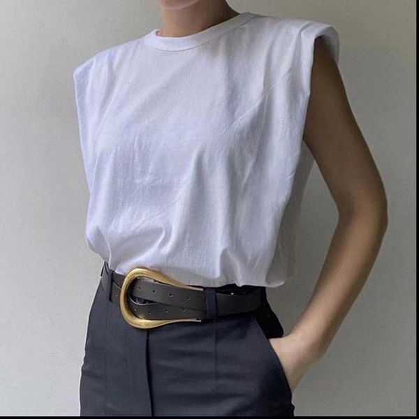 office fashion sleeveless womens tank soild shirts with shoulder pad summer loose casual clothes, White
office fashion sleeveless womens tank soild shirts with shoulder pad summer loose casual clothes, White