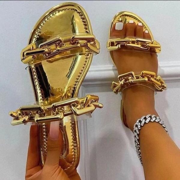 slippers women 2022 summer sandals female golden transparent chain decoration flip flops casual zapatos mujer, Black
slippers women 2022 summer sandals female golden transparent chain decoration flip flops casual zapatos mujer, Black