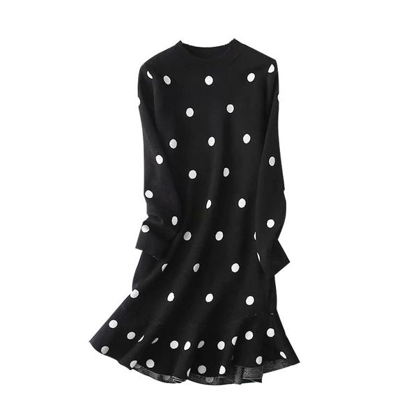casual dresses women elegant polka dot knitted sweater dress autumn winter loose ruffles o-neck long sleeve vestidos, Black;gray
casual dresses women elegant polka dot knitted sweater dress autumn winter loose ruffles o-neck long sleeve vestidos, Black;gray