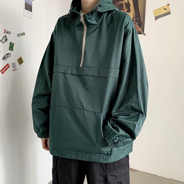 men's jackets half zipper man retro safari style with nooded pullover korean casual loose solid color couple outer wear jacket, Black;brown
men's jackets half zipper man retro safari style with nooded pullover korean casual loose solid color couple outer wear jacket, Black;brown