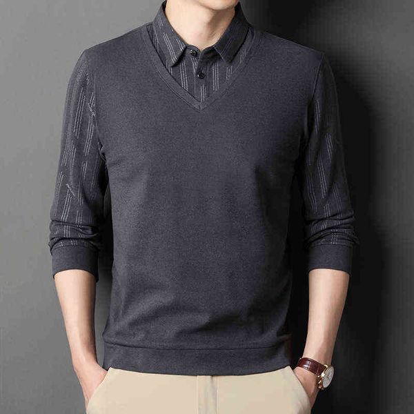 fake two-piece double-sided cashmere long sleeve t-shirt 21 autumn winter men's lapel fashion slim polo shirt middle-aged and youth, White;black
fake two-piece double-sided cashmere long sleeve t-shirt 21 autumn winter men's lapel fashion slim polo shirt middle-aged and youth, White;black