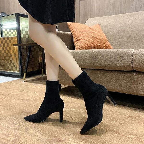 boots suede elastic 2021 spring and autumn high-heeled cool boots, women's thin heel pointed, Black
boots suede elastic 2021 spring and autumn high-heeled cool boots, women's thin heel pointed, Black