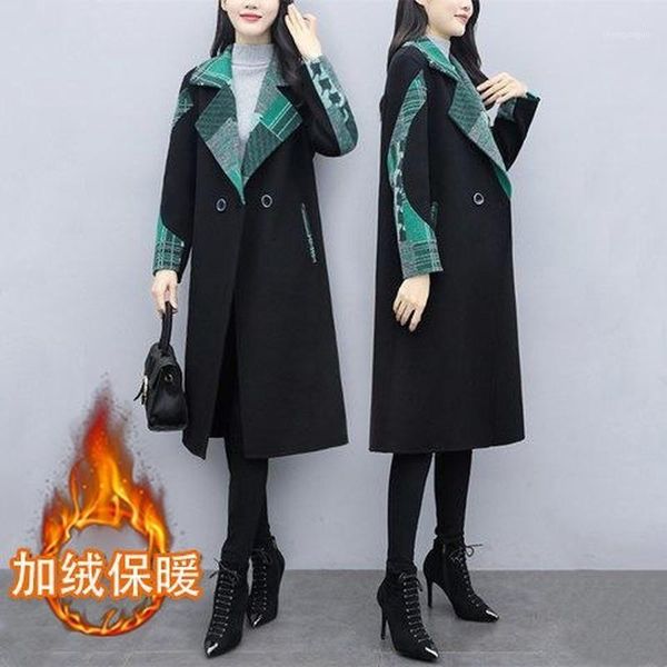 plus velvet warm size women's fat mm autumn and winter coat temperament woolen mid-length wool & blends, Black
plus velvet warm size women's fat mm autumn and winter coat temperament woolen mid-length wool & blends, Black