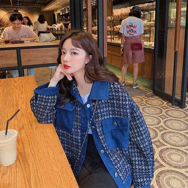 tweed autumn winter plaid stitch denim pocket button loose jacket long sleeve outfit women fashion ladies casual jackets outwear 210517, Black;brown
tweed autumn winter plaid stitch denim pocket button loose jacket long sleeve outfit women fashion ladies casual jackets outwear 210517, Black;brown