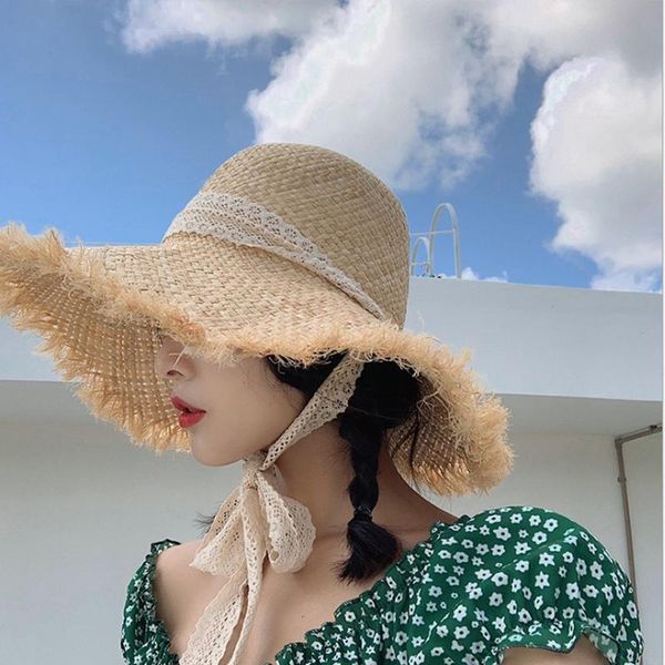 wide brim hats summer sun hat sunhat striped straw strap flat jazz beach women bandage with lace trim bracelet, Blue;gray
wide brim hats summer sun hat sunhat striped straw strap flat jazz beach women bandage with lace trim bracelet, Blue;gray
