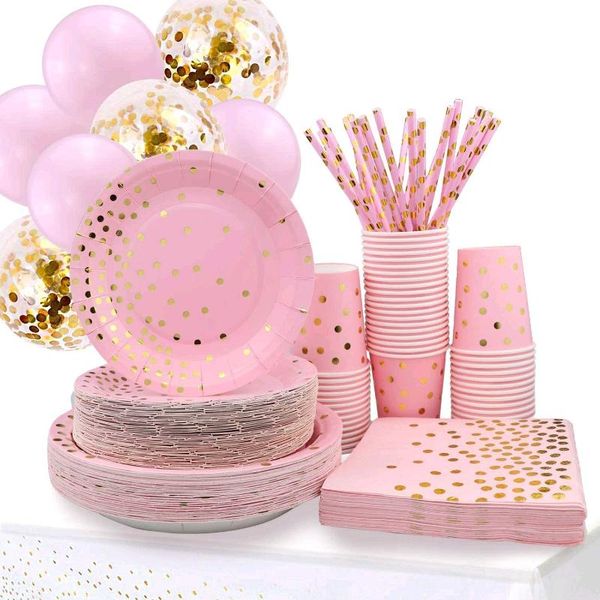 disposable dinnerware pink gold party supplies paper plates set golden dots tableware for birthday wedding holiday graduation
disposable dinnerware pink gold party supplies paper plates set golden dots tableware for birthday wedding holiday graduation