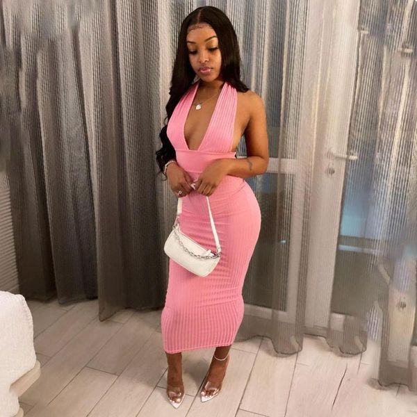 casual dresses 2021 knitted bodycon dress women halter deep v neck summer sleeveless long backless club party beach, Black;gray
casual dresses 2021 knitted bodycon dress women halter deep v neck summer sleeveless long backless club party beach, Black;gray