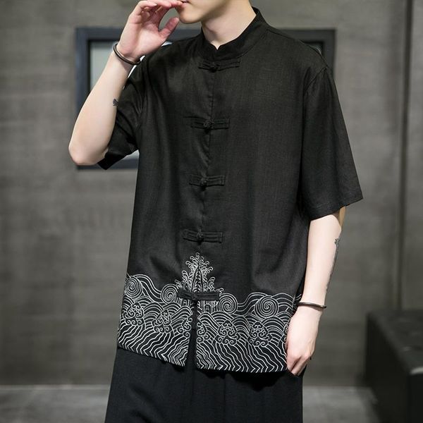 men's casual shirts chinese style linens short sleeve shirt summer retro embroidery plus size men clothing traditional dress hanfu mal, White;black
men's casual shirts chinese style linens short sleeve shirt summer retro embroidery plus size men clothing traditional dress hanfu mal, White;black