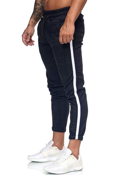 men's spring and autumn fashion pure cotton sports casual pants houndstooth print color matching, Black
men's spring and autumn fashion pure cotton sports casual pants houndstooth print color matching, Black