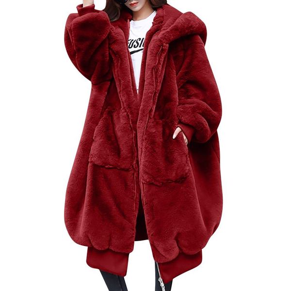 women's fur & faux 2021 autumn winter fashion coat for women solid color long sleeve with hood thick warm abrigo mujer, Black
women's fur & faux 2021 autumn winter fashion coat for women solid color long sleeve with hood thick warm abrigo mujer, Black