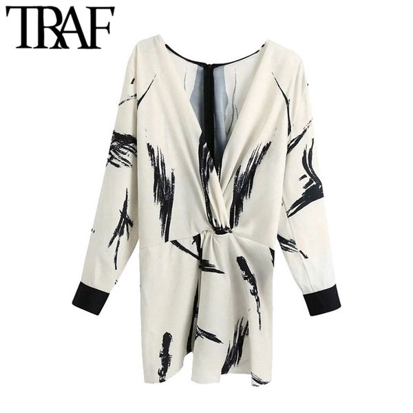 women fashion with knot printed blouses vintage deep v neck long sleeve back zipper female shirts blusas chic 210507, White
women fashion with knot printed blouses vintage deep v neck long sleeve back zipper female shirts blusas chic 210507, White