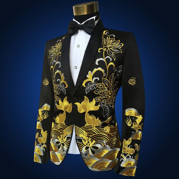 men's suits & blazers pyjtrl men's blazer with chinese-style lapel embroidered slim fit style, black drawing stage singing attire, White;black
men's suits & blazers pyjtrl men's blazer with chinese-style lapel embroidered slim fit style, black drawing stage singing attire, White;black