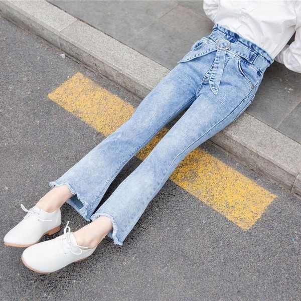 jeans spring autumn kids girls bow waist strip speaker elastic slim pencil children tassel feet straight denim pants x126, Blue
jeans spring autumn kids girls bow waist strip speaker elastic slim pencil children tassel feet straight denim pants x126, Blue
