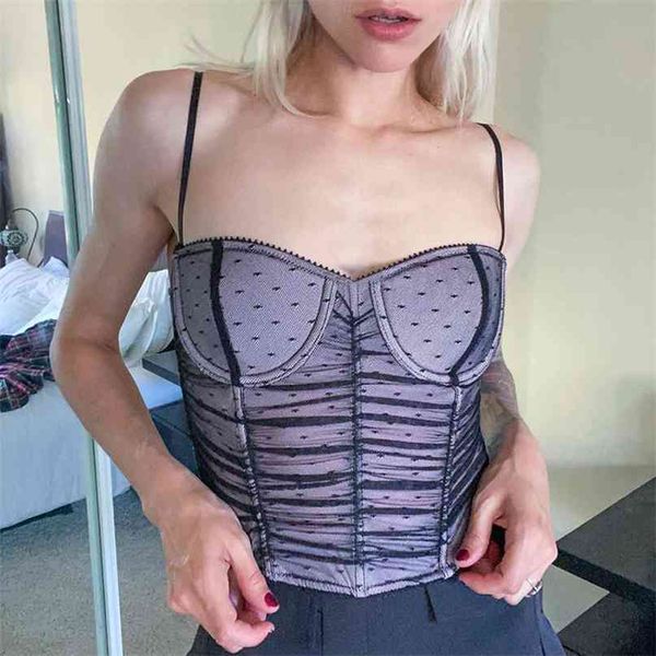 summer women dot print mesh camisole spaghetti strap sleeveless two-layers ruched crop vintage party clubwear s 210603, White
summer women dot print mesh camisole spaghetti strap sleeveless two-layers ruched crop vintage party clubwear s 210603, White