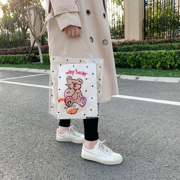 simple women transparent bear handbags summer beach ladies waterproof jelly shoulder bags fashion pvc student girls small tote l
simple women transparent bear handbags summer beach ladies waterproof jelly shoulder bags fashion pvc student girls small tote l