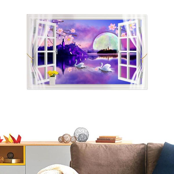 creative fake window scenery sticker bedroom living room wall decal background decoration (swan lake) wallpapers
creative fake window scenery sticker bedroom living room wall decal background decoration (swan lake) wallpapers