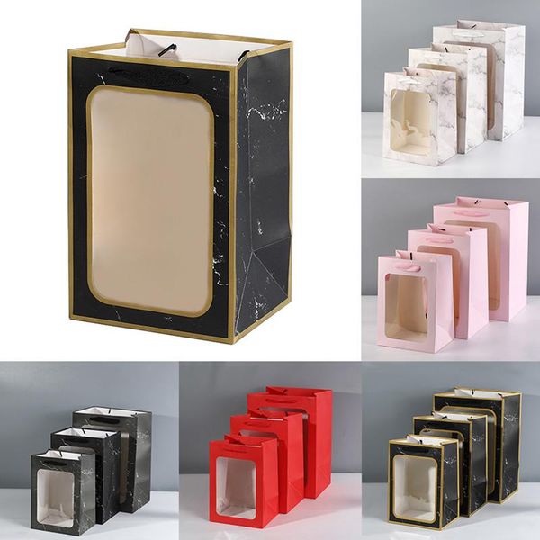 gift wrap 1pc portable tote bag pvc open window bags w/ handle flower packaging boxes kraft paper for wedding party handbags
gift wrap 1pc portable tote bag pvc open window bags w/ handle flower packaging boxes kraft paper for wedding party handbags