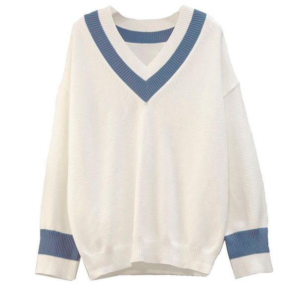 women's sweaters 2021 autumn winter black white pullover korean casual office lady v-neck long sleeve knitted g581, White;black
women's sweaters 2021 autumn winter black white pullover korean casual office lady v-neck long sleeve knitted g581, White;black