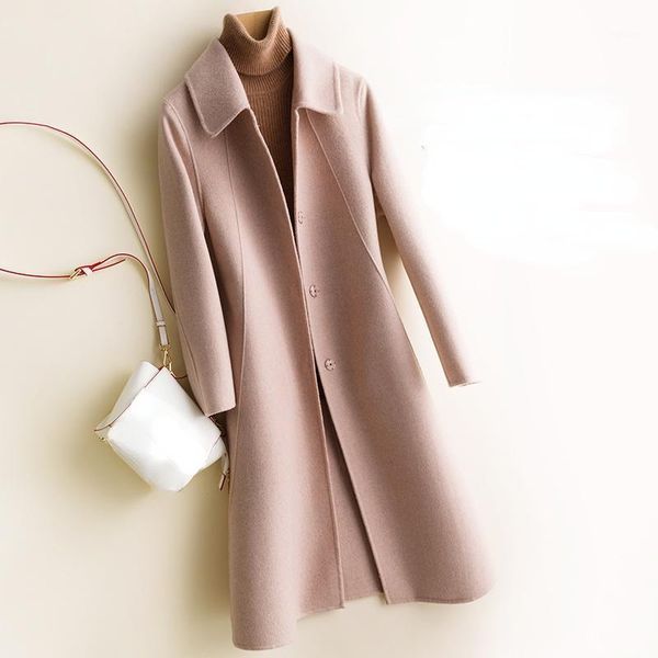 women's wool & blends 2021 fashion 100% coat female long elegant ladies coats women autumn clothes spring outerwear manteau femme hiver, Black
women's wool & blends 2021 fashion 100% coat female long elegant ladies coats women autumn clothes spring outerwear manteau femme hiver, Black