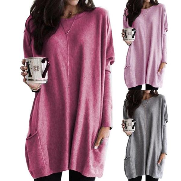 casual dresses dress women solid color o neck long sleeve pocket loose blouse ladies, Black;gray
casual dresses dress women solid color o neck long sleeve pocket loose blouse ladies, Black;gray