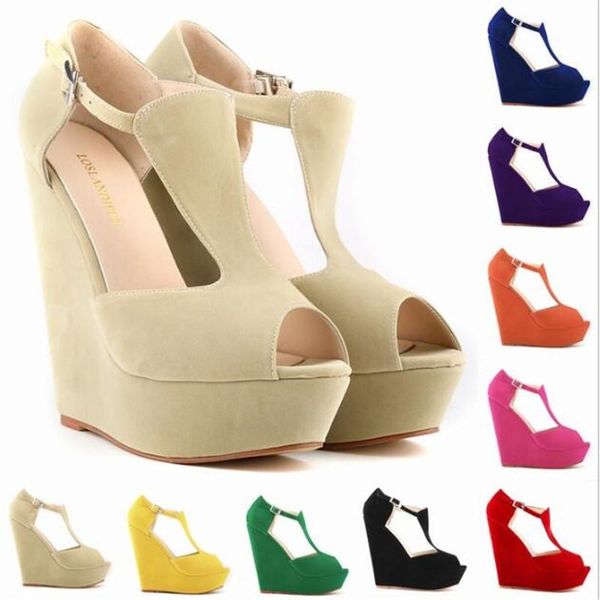 dress shoes women pumps wedges high heeled nude wedding party peep toe flock 14cm heels buckle strap mujer bombas size 35-42, Black
dress shoes women pumps wedges high heeled nude wedding party peep toe flock 14cm heels buckle strap mujer bombas size 35-42, Black
