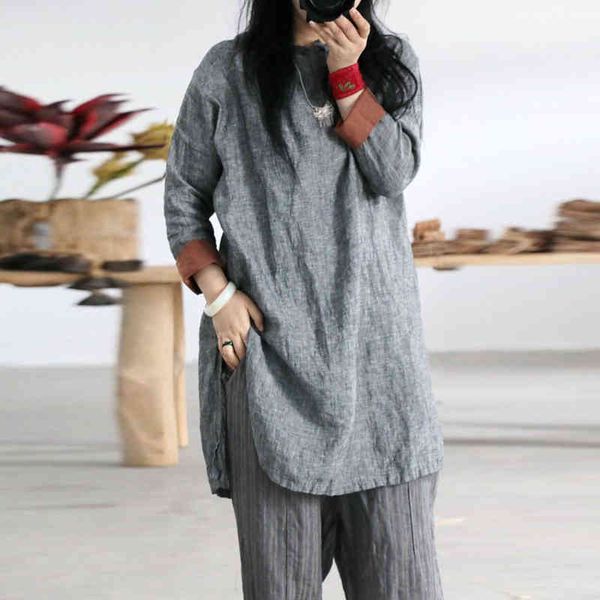 johnature women o-neck autumn cotton vintage solid color t-shirts full sleeve loose casual pullover women shirt 210521, White
johnature women o-neck autumn cotton vintage solid color t-shirts full sleeve loose casual pullover women shirt 210521, White