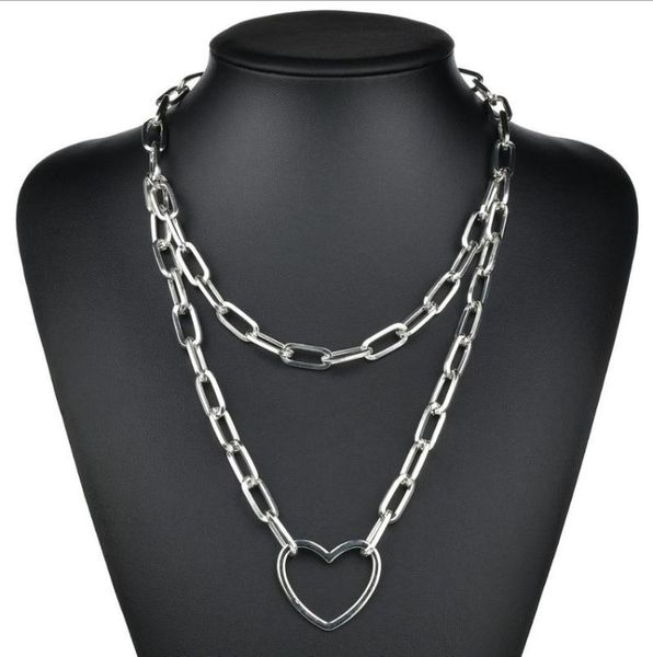 pendant necklaces heart shaped choker necklace hip hop jewelry trendy thick chain double layers men women neck accessories, Silver
pendant necklaces heart shaped choker necklace hip hop jewelry trendy thick chain double layers men women neck accessories, Silver