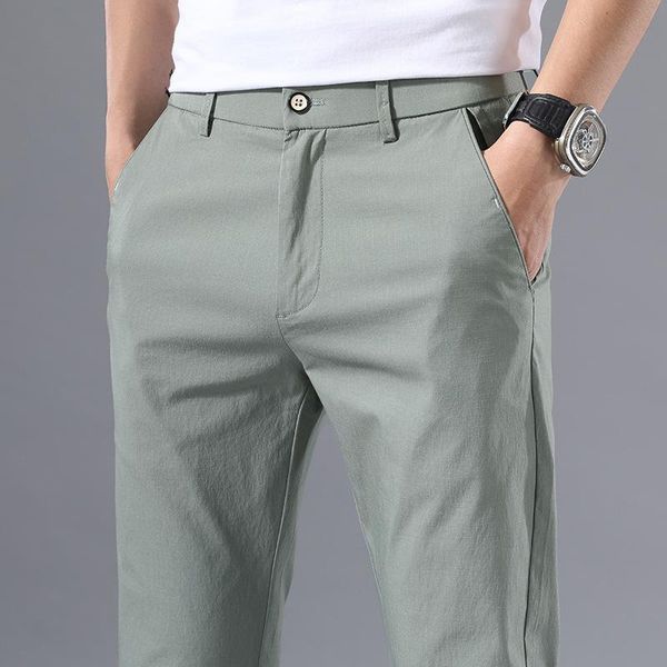 men linen cotton casual pants fashion business elastic waist straight light trousers male brand gray green men's, Black
men linen cotton casual pants fashion business elastic waist straight light trousers male brand gray green men's, Black