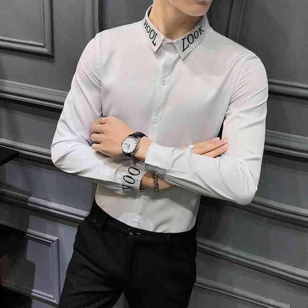 men's casual shirts preto/branco mais tamanho carta bordado camisas para roupas masculinas simples streetwear magro ajuste clube manga, White;black
men's casual shirts preto/branco mais tamanho carta bordado camisas para roupas masculinas simples streetwear magro ajuste clube manga, White;black
