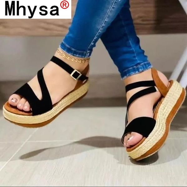 women's summer flip-flops fish mouth open toe women sandals round buckle casual wedge large size 35-43, Black
women's summer flip-flops fish mouth open toe women sandals round buckle casual wedge large size 35-43, Black