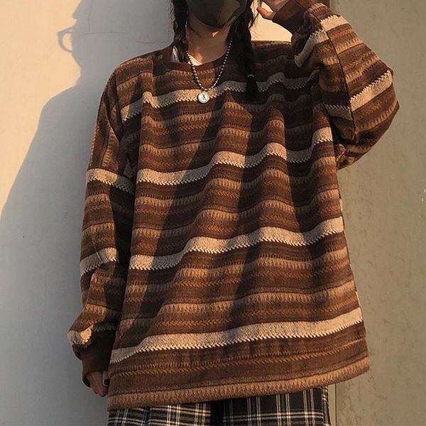 women's sweaters striped pullover women vintage sweater oversize long sleeve couples loose hip hop streetwear casual female plus, White;black
women's sweaters striped pullover women vintage sweater oversize long sleeve couples loose hip hop streetwear casual female plus, White;black