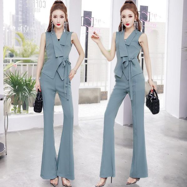 women's two piece pants women 2021 summer sets female sleeveless notched collar and flare suits ol style elegant lady b48, White
women's two piece pants women 2021 summer sets female sleeveless notched collar and flare suits ol style elegant lady b48, White