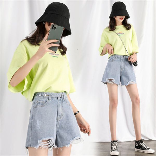 women's shorts blue holed denim loose summer 2021 new high waist thin a-line wide leg pants, White;black
women's shorts blue holed denim loose summer 2021 new high waist thin a-line wide leg pants, White;black