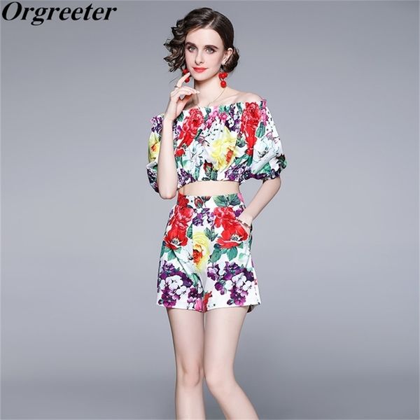 vacation floral print suit summer women's off shoulder puff sleeve crop and high waist shorts ensemble femme 2 pieces set 210602, White
vacation floral print suit summer women's off shoulder puff sleeve crop and high waist shorts ensemble femme 2 pieces set 210602, White