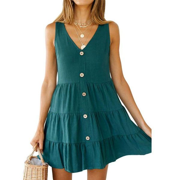 casual dresses womens sleeveless deep v-neck button down mini swing tank dress solid color tiered pleated summer beach bx0a, Black;gray
casual dresses womens sleeveless deep v-neck button down mini swing tank dress solid color tiered pleated summer beach bx0a, Black;gray