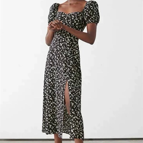 dress women split floral midi dress lady 2021 spring summer short puff sleeve slim square collar casual long dresses, Black;gray
dress women split floral midi dress lady 2021 spring summer short puff sleeve slim square collar casual long dresses, Black;gray