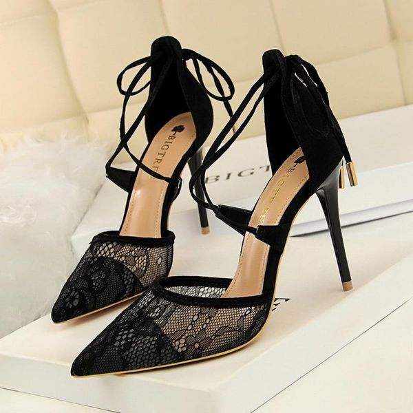 floral lace mesh pointed toe women sandals arrival cut-outs cross-tied shallow women's high heels shoes fashion, Black
floral lace mesh pointed toe women sandals arrival cut-outs cross-tied shallow women's high heels shoes fashion, Black