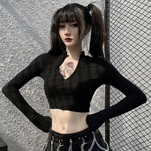 women's t-shirt renaissance gothic dark punk girl long sleeve korea team star stage harajuku offiec lady zip crop, White
women's t-shirt renaissance gothic dark punk girl long sleeve korea team star stage harajuku offiec lady zip crop, White