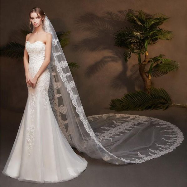 bridal veils handmade 3m lace edge white church wedding veil long one-layer women ivory cathedral accessoires mariage for bride, Black
bridal veils handmade 3m lace edge white church wedding veil long one-layer women ivory cathedral accessoires mariage for bride, Black