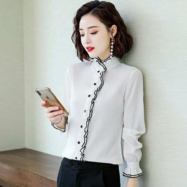 spring autumn 2021 women fungus chiffon long sleeved shirt female pleated bottoming & blouses plus size 4xl, White
spring autumn 2021 women fungus chiffon long sleeved shirt female pleated bottoming & blouses plus size 4xl, White