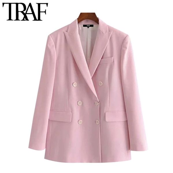 women fashion office wear double breasted blazer coat vintage long sleeve pockets female outerwear chic veste 210507, White;black
women fashion office wear double breasted blazer coat vintage long sleeve pockets female outerwear chic veste 210507, White;black