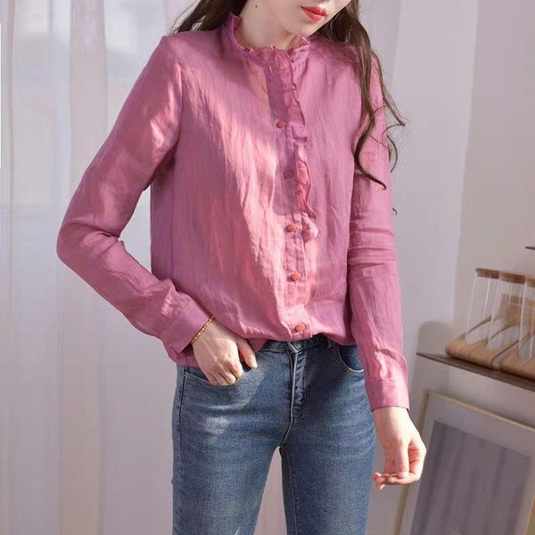 women's blouses & shirts button up women long sleeve pink ruffle vintage blouse plus size clothing for cotton linen ladies casual shirt, White
women's blouses & shirts button up women long sleeve pink ruffle vintage blouse plus size clothing for cotton linen ladies casual shirt, White