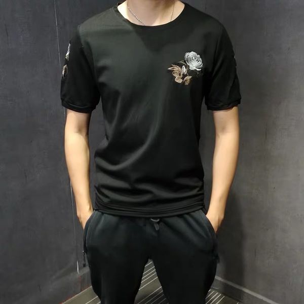 t shirts summer rhinestone flower embroidery o collar short sleeve slim stretch t-shirt, White;black
t shirts summer rhinestone flower embroidery o collar short sleeve slim stretch t-shirt, White;black