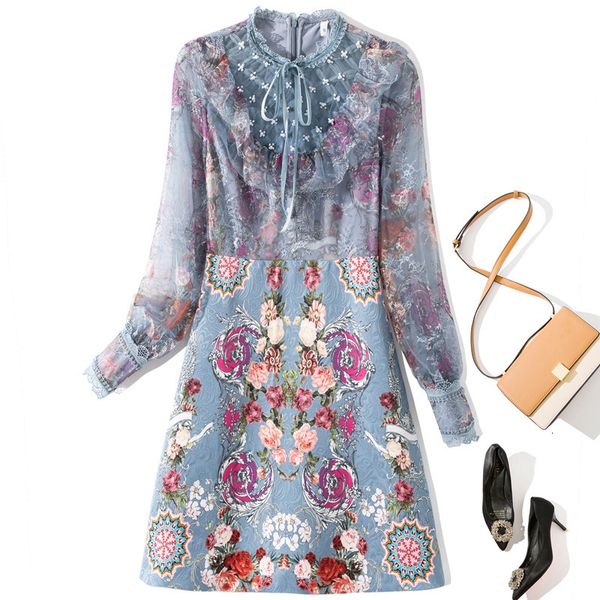 casual dresses spring long sleeve round neck blue floral print lace ribbon tie bow panelled knee-length dress elegant yj185870 lru2, Black;gray
casual dresses spring long sleeve round neck blue floral print lace ribbon tie bow panelled knee-length dress elegant yj185870 lru2, Black;gray