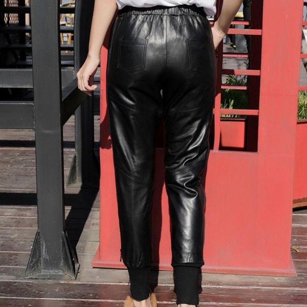 women's pants & capris women genuine harem pencil black elastic waist sheepskin real leather trousers lady streetwear female joggers pa, Black;white
women's pants & capris women genuine harem pencil black elastic waist sheepskin real leather trousers lady streetwear female joggers pa, Black;white