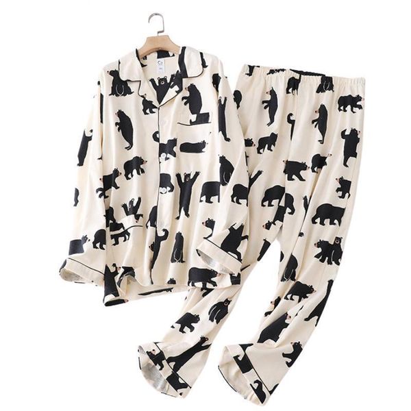 cute white bear 100% women sleepwear brushed cotton pajama sets autumn casual fashion two piece set loungewear nightwear, Black;red
cute white bear 100% women sleepwear brushed cotton pajama sets autumn casual fashion two piece set loungewear nightwear, Black;red