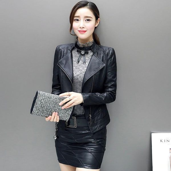 women's leather & faux women 's 2021 spring and autumn korean style young middle-aged lapel long-sleeved cardigan slim jacket, Black
women's leather & faux women 's 2021 spring and autumn korean style young middle-aged lapel long-sleeved cardigan slim jacket, Black
