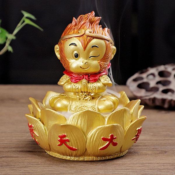 fragrance lamps resin burner monkey king coil incense holder lotus base backflow creative home decoration
fragrance lamps resin burner monkey king coil incense holder lotus base backflow creative home decoration